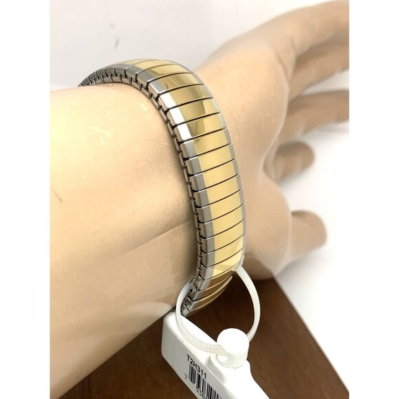 Timex Men's Watch T2H311 Indiglo White Dial Quartz Two Tone Expansion Band 35mm - Picture 10 of 14